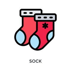 Sock Icon Flat Outline Style. Vector Illustration For Graphic Design