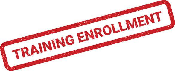 Textured rubber stamp vector illustrating TRAINING ENROLLMENT status, suitable for educational or corporate program registration