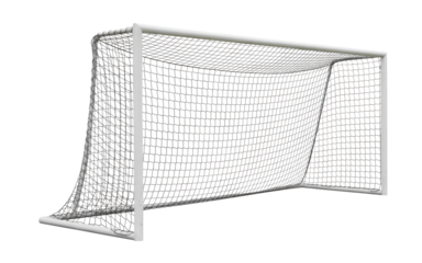 Professional soccer goal net ready for game winning action and sports victory celebrations