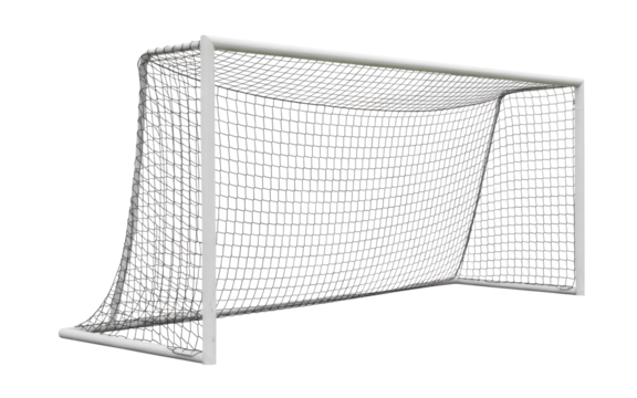 Professional soccer goal net ready for game winning action and sports victory celebrations