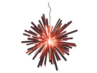 Red Starburst Chandelier Light with Radiating Metallic Rods – Modern Hanging Lamp Isolated Transparent PNG