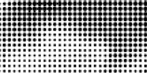 Black halftone wave background. Abstract grainy fluid texture. Dotted curved dot flow wallpaper. Grit swoosh overlay element for poster, banner, brochure, flyer, leaflet, template. Vector backdrop