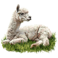 Naklejka premium Relaxing Alpaca - Pastel Illustration