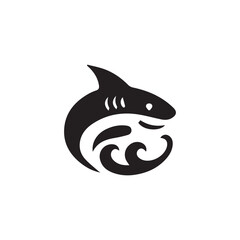 minimalist shark logo on white background
