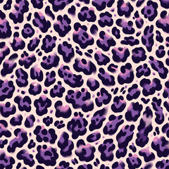 Abstract purple leopard animal skin illustration showcasing a seamless fur texture pattern. Trendy and wild background for fashion, textiles, and decorative design
