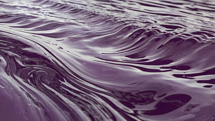 Captivating abstract flow of deep purple liquid, creating a rhythmic dance of light and shadow across a serene and undulating surface, evoking a sense of mysterious depth