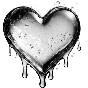 Silver heart of water dripping 