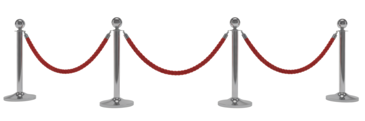 Elegant velvet rope stanchions with polished chrome posts guide VIP access for exclusive events