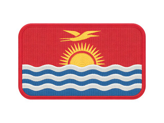 Vibrant embroidered patch featuring Kiribati flag with rising sun and frigate bird over ocean waves