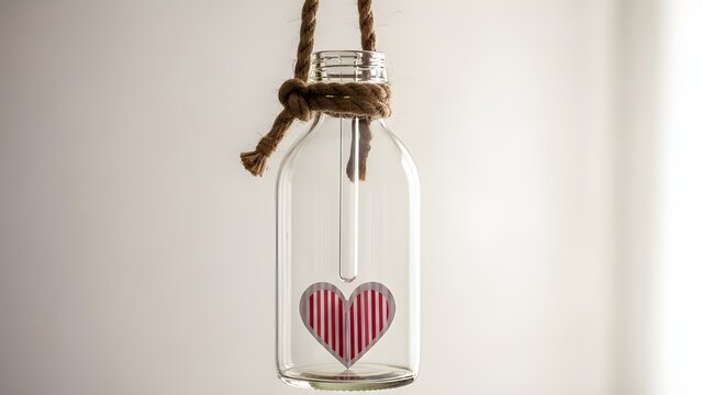 Botol bening tergantung didalam nya ada kertas bentuk love
