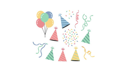 Party Elements and Decoration Icons Set