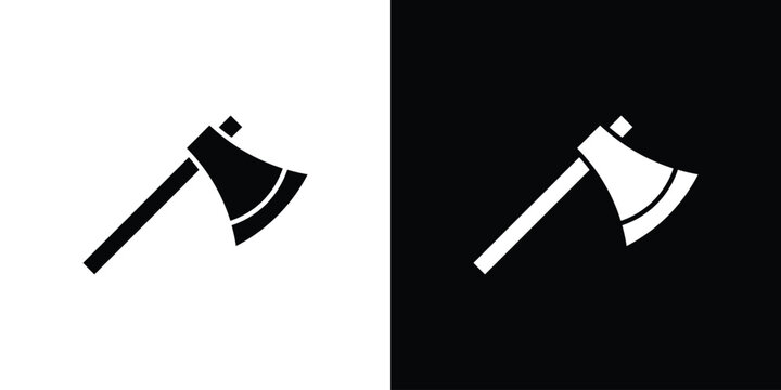 Axe icon, silhouette pictogram. black icon set