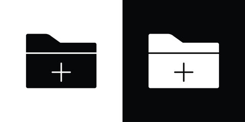 Create folder icon, silhouette pictogram. black icon set