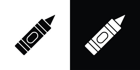Crayon icon, silhouette pictogram. black icon set
