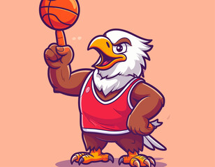 Cute eagle playing basketball cartoon vector icon illustration animal sport icon concept isolated