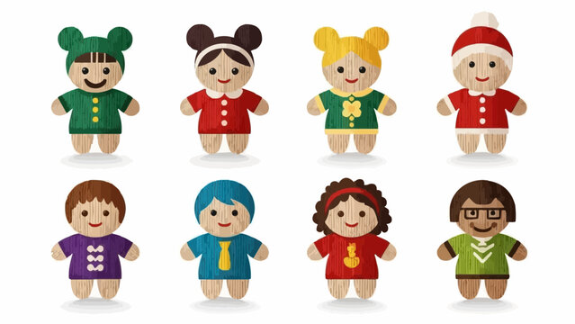 Colorful cartoon characters in festive outfits for holidays