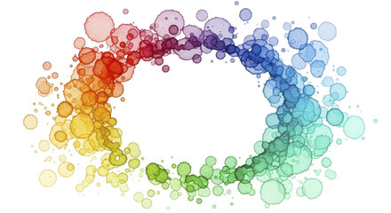 Obraz premium Colorful watercolor ink drops forming an oval, PNG file.