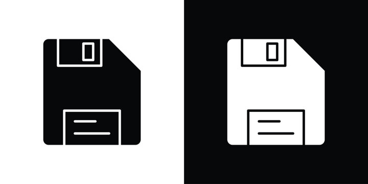 Floppy disk icon, silhouette pictogram. black icon set