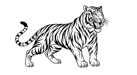 Naklejka premium Powerful Tiger Roaring with Fierce Expression.