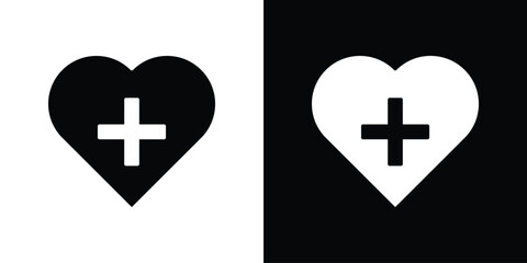 Obraz premium Health care icon, silhouette pictogram. black icon set