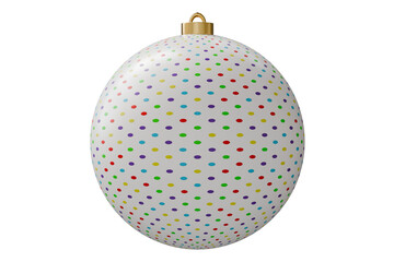 3d polka dot christmas ornament icon. christmas decoration concept. minimal cartoon christmas bauble xmas decor for holiday banner. isolated on white background. 3d render.