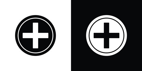 Fototapeta premium Hospital sign icon, silhouette pictogram. black icon set