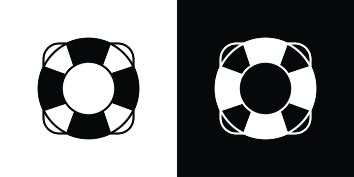 Life buoy icon, silhouette pictogram. black icon set