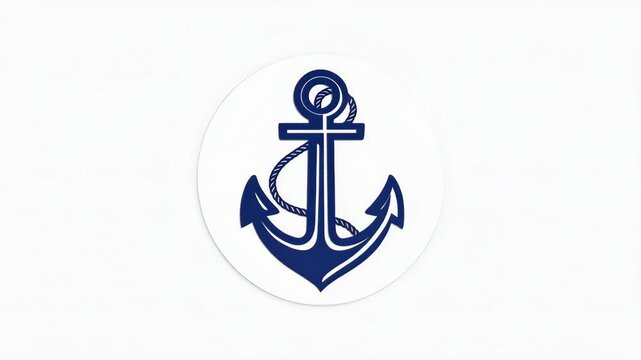Nautical Anchor Symbol Animation: Blue Icon on White Circle Background