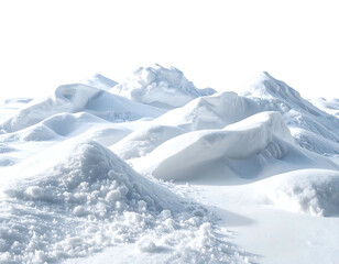 Obraz premium Piled white snowdrifts & soft hills under bright winter sunlight