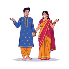 Indian couple traditional clothing culture festival love