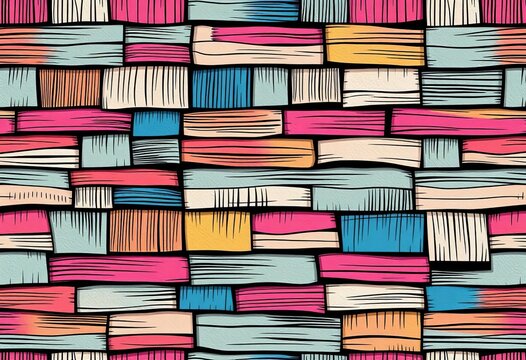 Seamless vector texture of creatively arranged hand-drawn hatches, artistic, light - Powered by Adobe