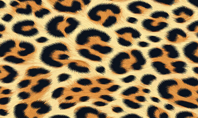 Realistic wild animal skin background featuring a seamless leopard pattern, showcasing the soft and detailed fur texture for fashion or design