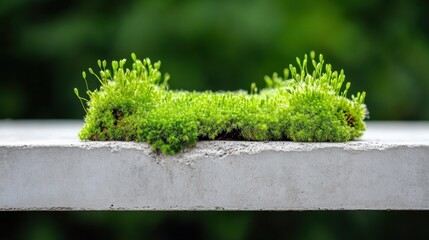 Fototapeta premium Vibrant Green Moss Growing on Concrete Surface: Nature's Resilience and Beauty in Urban Spaces