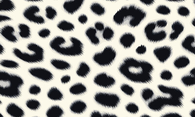 Realistic wild animal print showing a close-up of leopard skin with a soft fur texture. This seamless pattern is ideal for fashion and decorative backgrounds