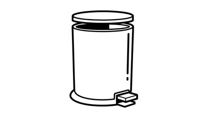 Simple line drawing of pedal bin, simple trash can, wastebasket