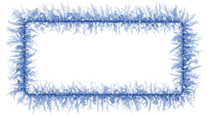 Decorative Blue Frosted Rectangle Frame PNG Image on a Transparent Background