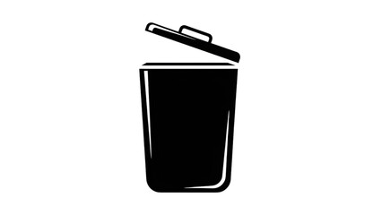 Black Trash Can Icon with Open Lid