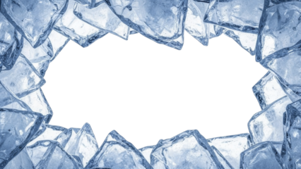 Ice cubes frame transparent background, frosty winter border PNG file