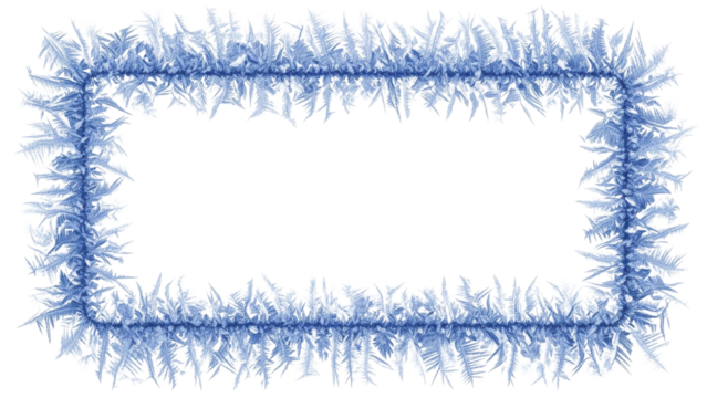 Decorative Blue Frosted Rectangle Frame PNG Image on a Transparent Background