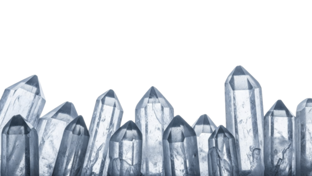  Clustered natural clear quartz crystals on a transparent background PNG image, PNG file