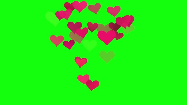 ove heart animation on green screen perfect for romantic