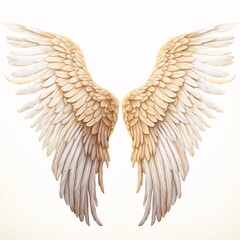 Obraz premium Graceful pair of beige wings on a white background