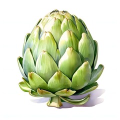 Fototapeta premium Watercolor painting of a single artichoke on a white background