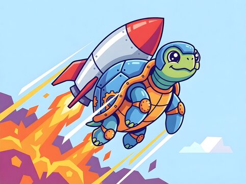 Rocket Turtle Startup Mascot Logo
