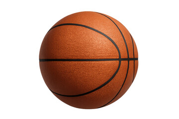 Fototapeta premium Basketball ball, made of real leather material, showing texture and detail, isolated on a transparent alpha channel background