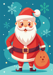 Santa Claus Christmas Character with Gift Sack Holiday Design