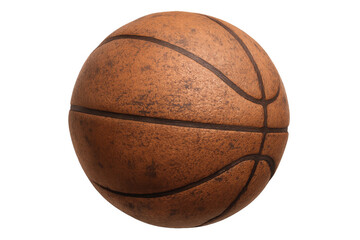 Fototapeta premium Vintage basketball showing wear and tear, representing a classic sport, isolated on transparent background