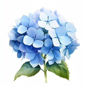 Elegant blue hydrangea blossom with watercolor effect for cards and invitations