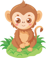Obraz premium Cute Baby Monkey Portrait with Innocent Expression