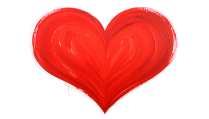 Hand painted Red Heart Symbol on White Background